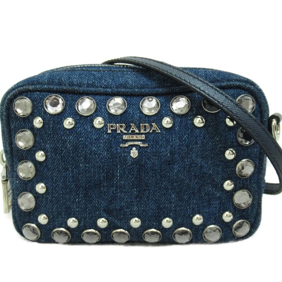 Prada Embellished Denim Mini Crossbody Bag - Picture 1 of 17